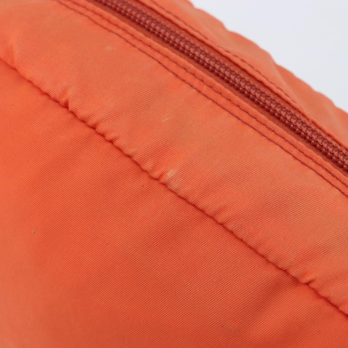 PRADA Pouch Nylon Orange Silver Auth 207441A