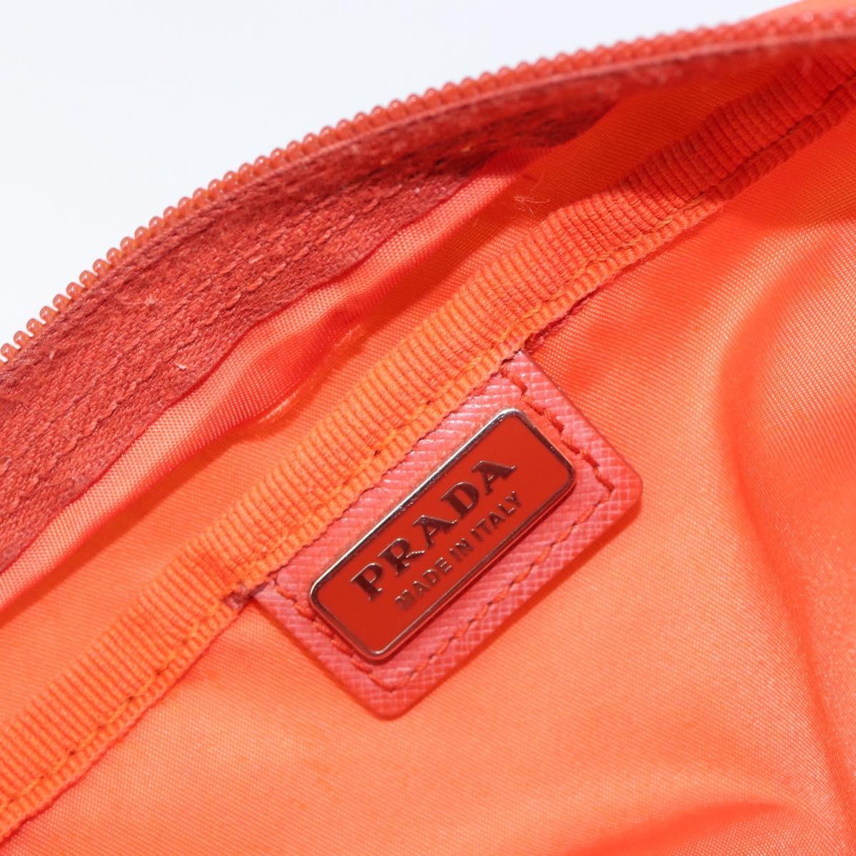 PRADA Pouch Nylon Orange Silver Auth 207441A