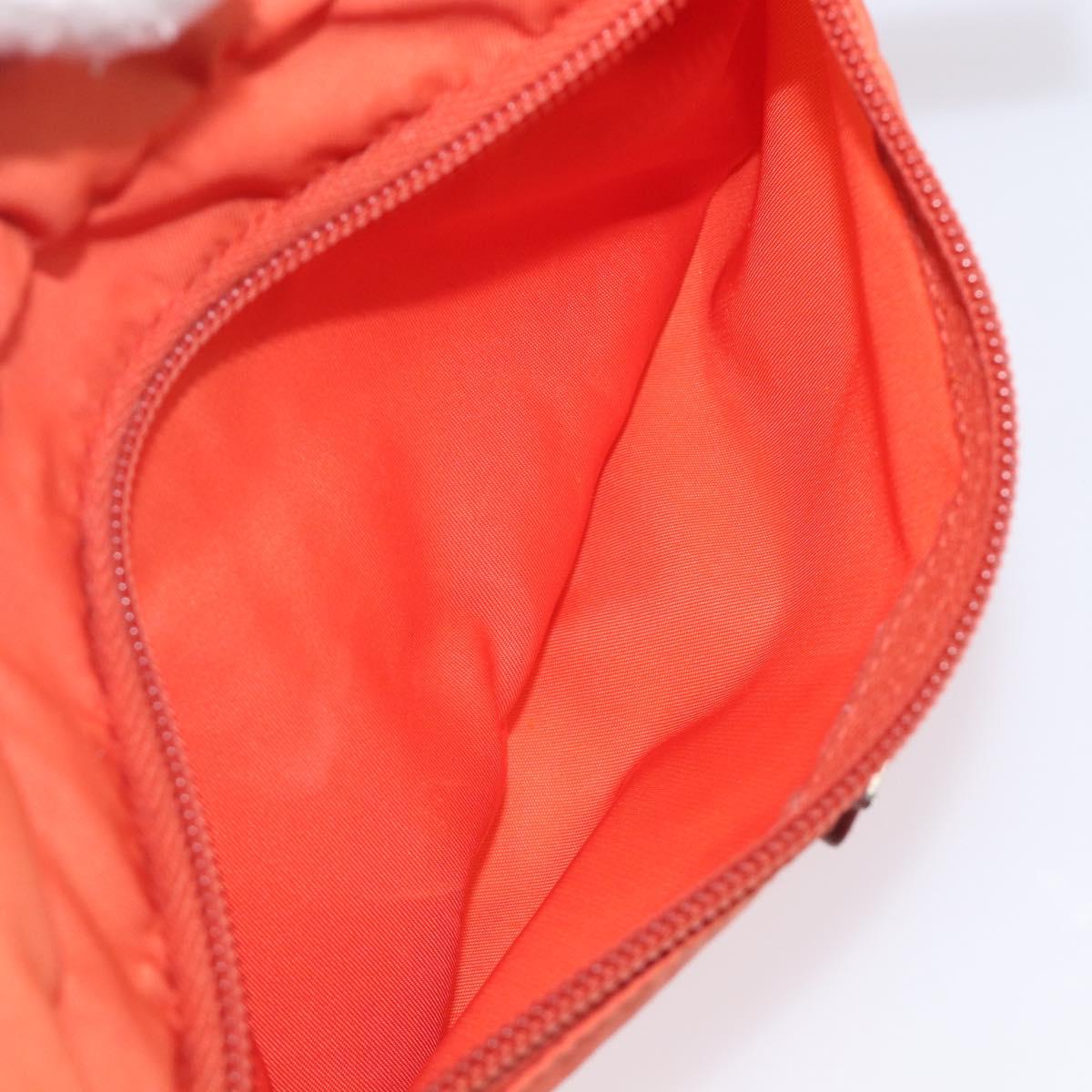 PRADA Pouch Nylon Orange Silver Auth 207441A