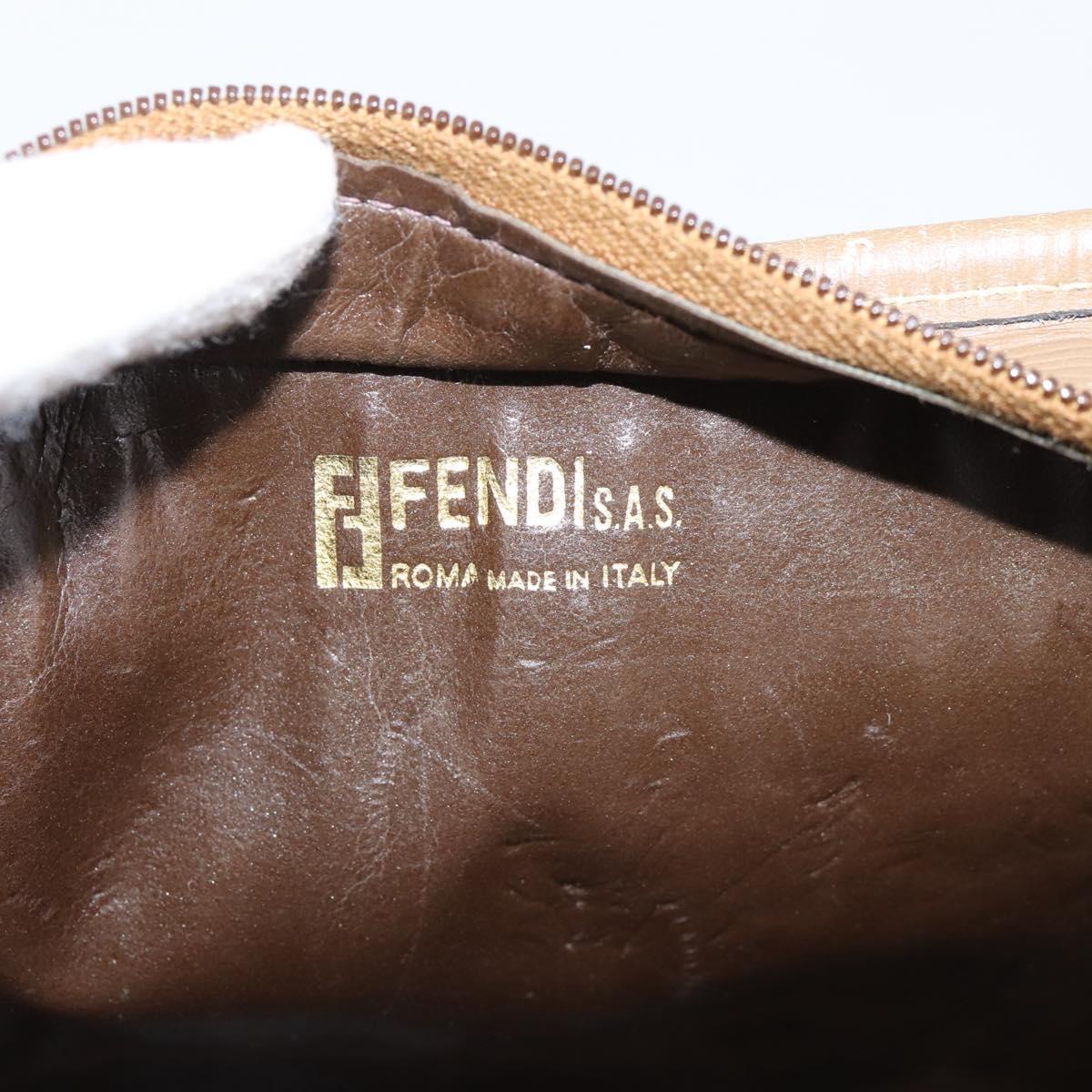 FENDI Zucchino Canvas Shoulder Bag Coated Canvas Beige Gold Auth 207445