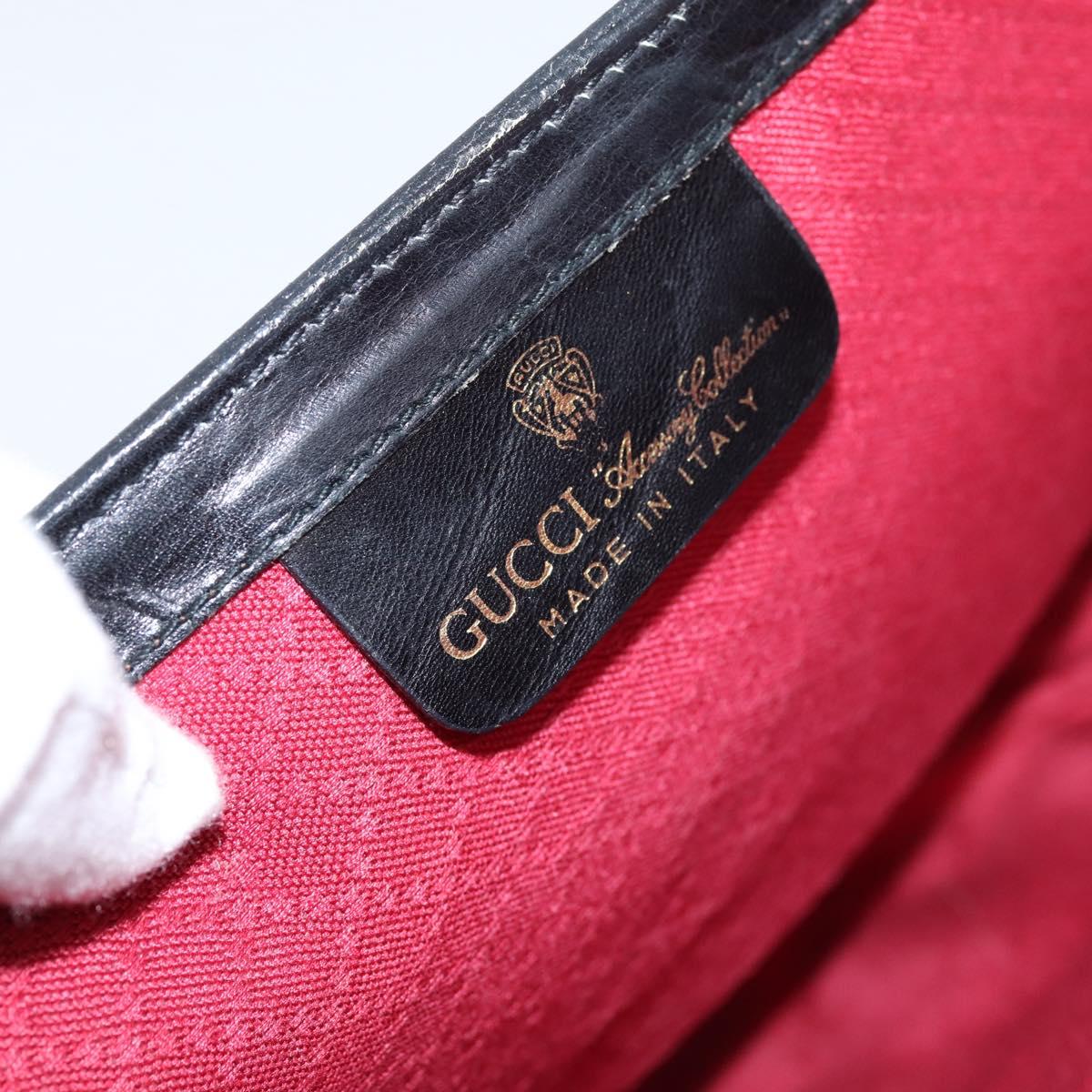 GUCCI GG Canvas Web Sherry Line Shoulder Bag Black Gold 37 04 3657 Auth 207446