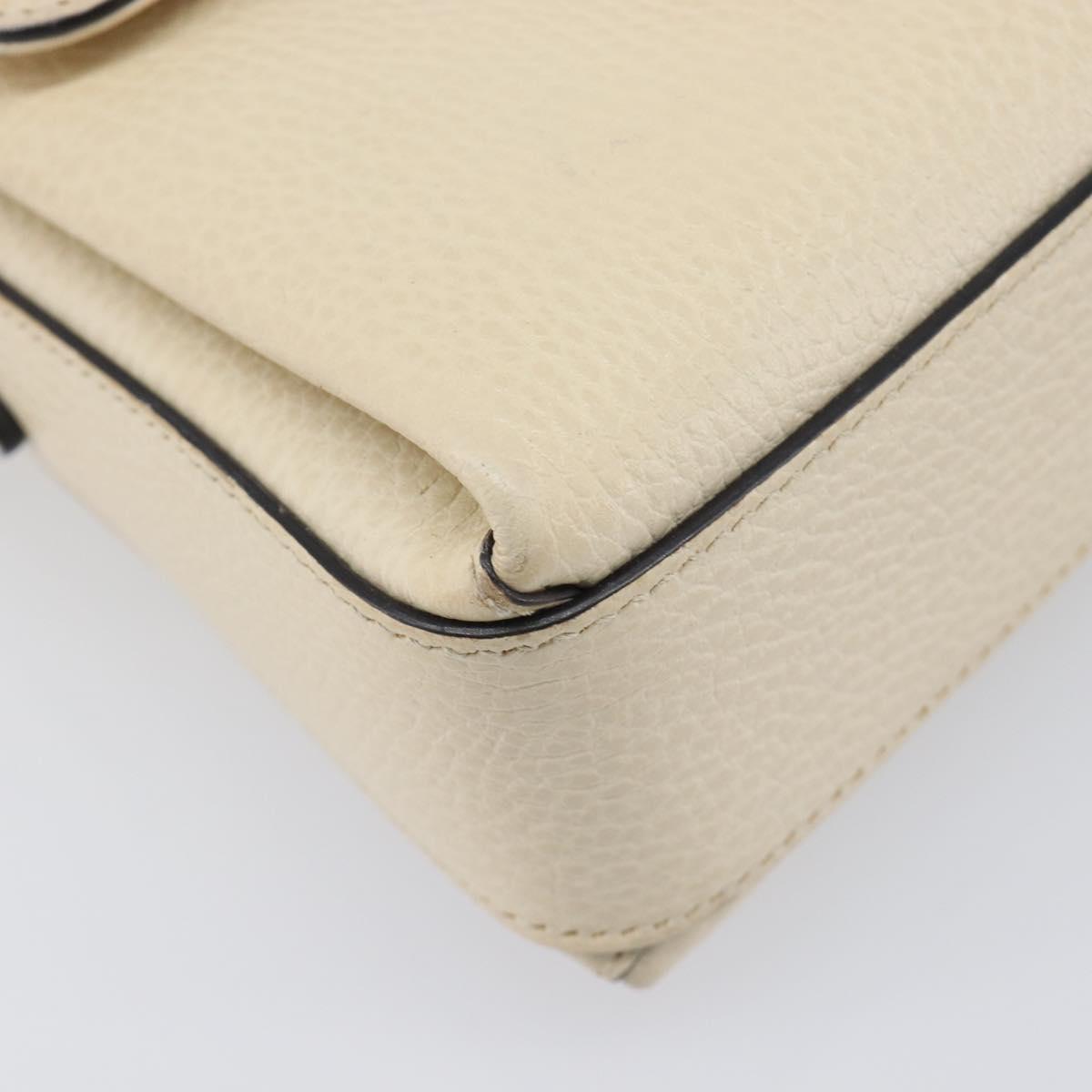 GUCCI Interlocking G Chain Shoulder Bag Leather White Gold 607720 Auth 207449V