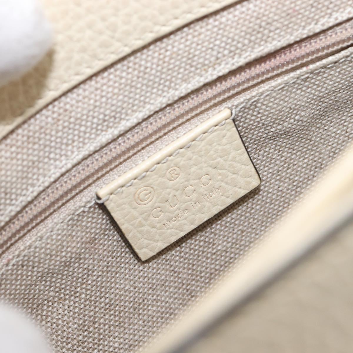 GUCCI Interlocking G Chain Shoulder Bag Leather White Gold 607720 Auth 207449V