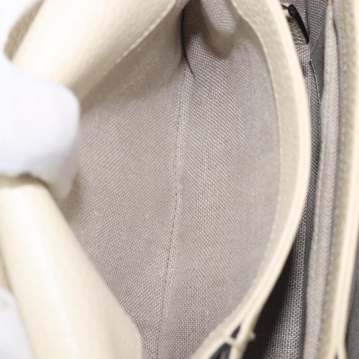 GUCCI Interlocking G Chain Shoulder Bag Leather White Gold 607720 Auth 207449V