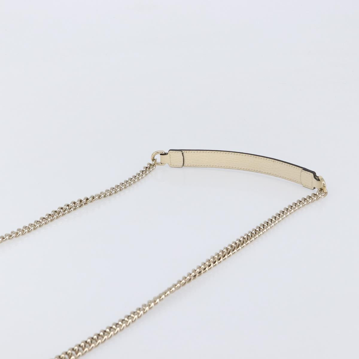 GUCCI Interlocking G Chain Shoulder Bag Leather White Gold 607720 Auth 207449V