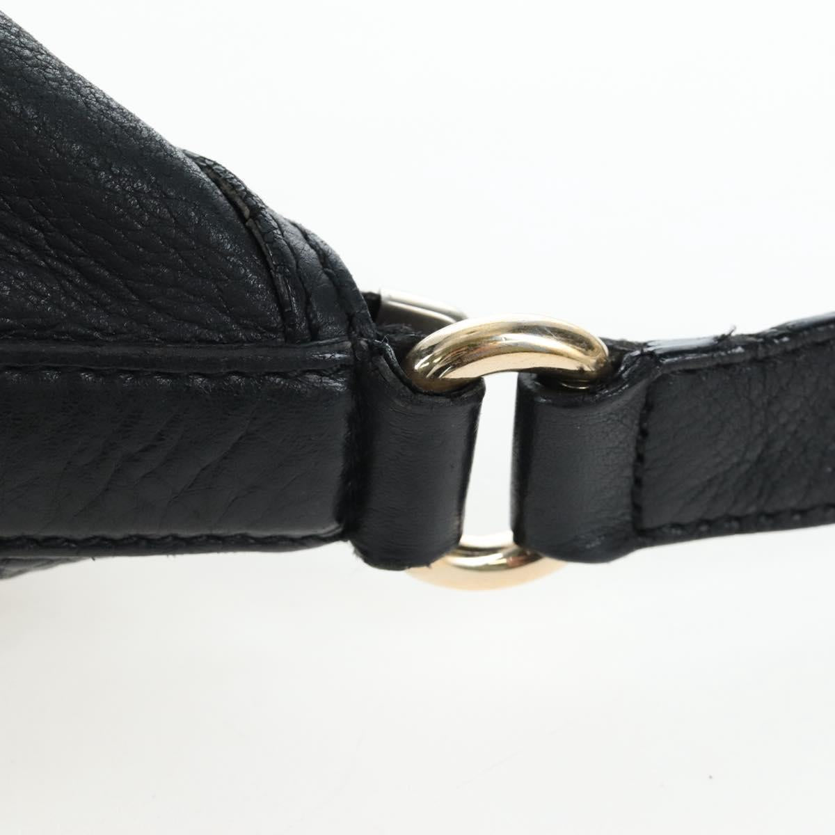 GUCCI Soho Shoulder Bag Leather Black Gold 295175 Auth 207456V