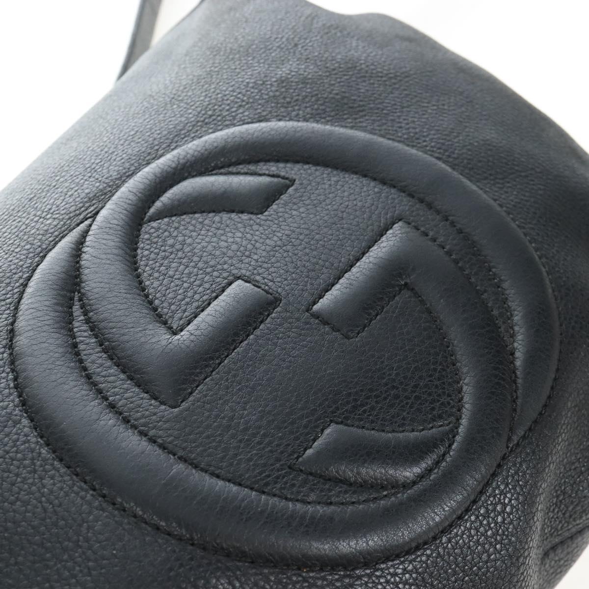 GUCCI Soho Shoulder Bag Leather Black Gold 295175 Auth 207456V