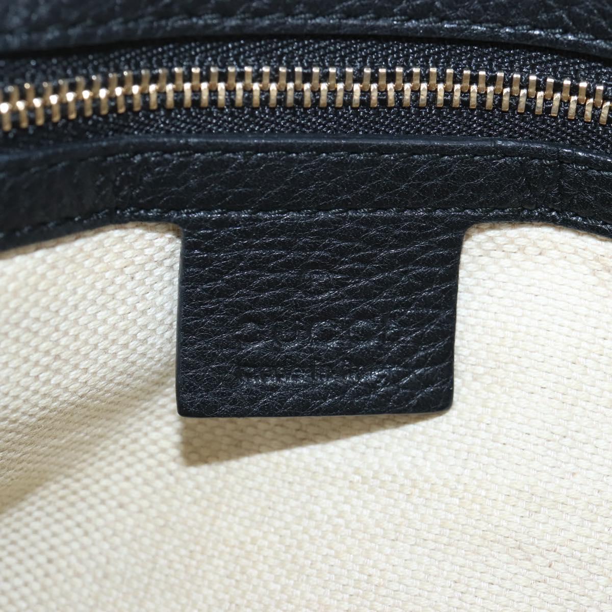 GUCCI Soho Shoulder Bag Leather Black Gold 295175 Auth 207456V