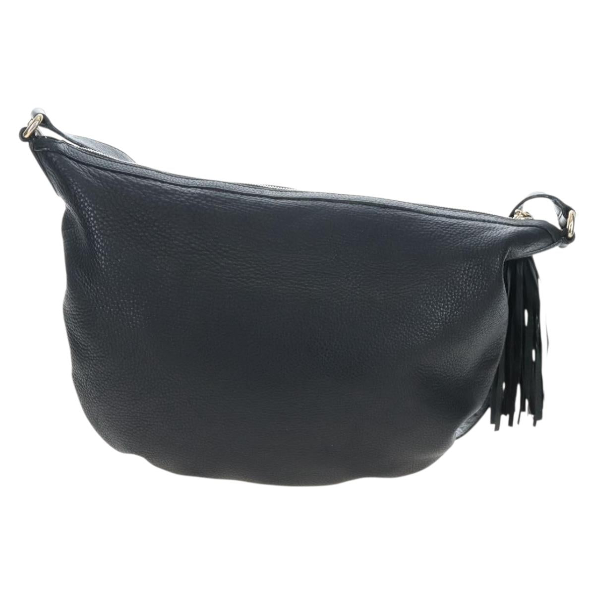 GUCCI Soho Shoulder Bag Leather Black Gold 295175 Auth 207456V
