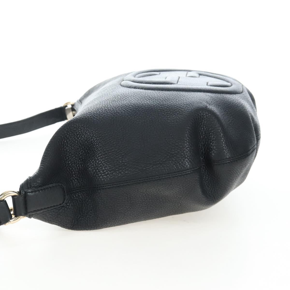 GUCCI Soho Shoulder Bag Leather Black Gold 295175 Auth 207456V