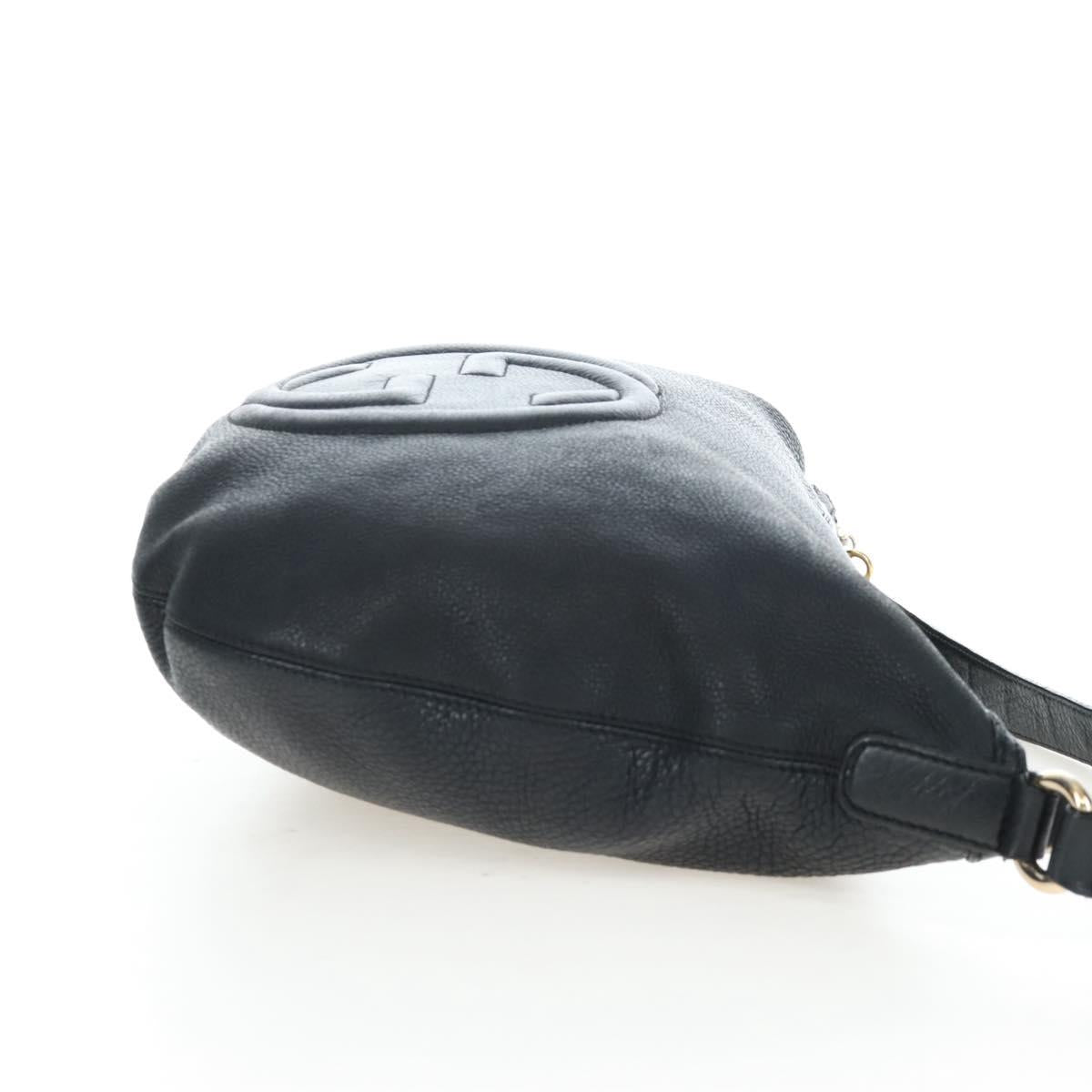 GUCCI Soho Shoulder Bag Leather Black Gold 295175 Auth 207456V