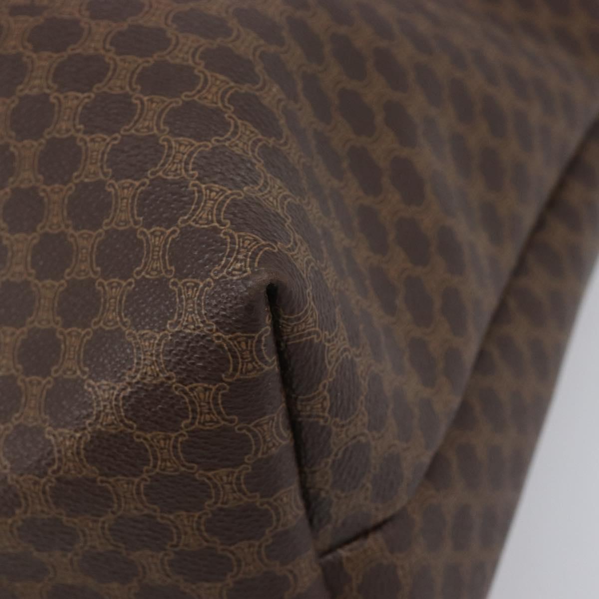 CELINE Macadam Canvas Tote Bag PVC Leather Brown Gold Auth 207464