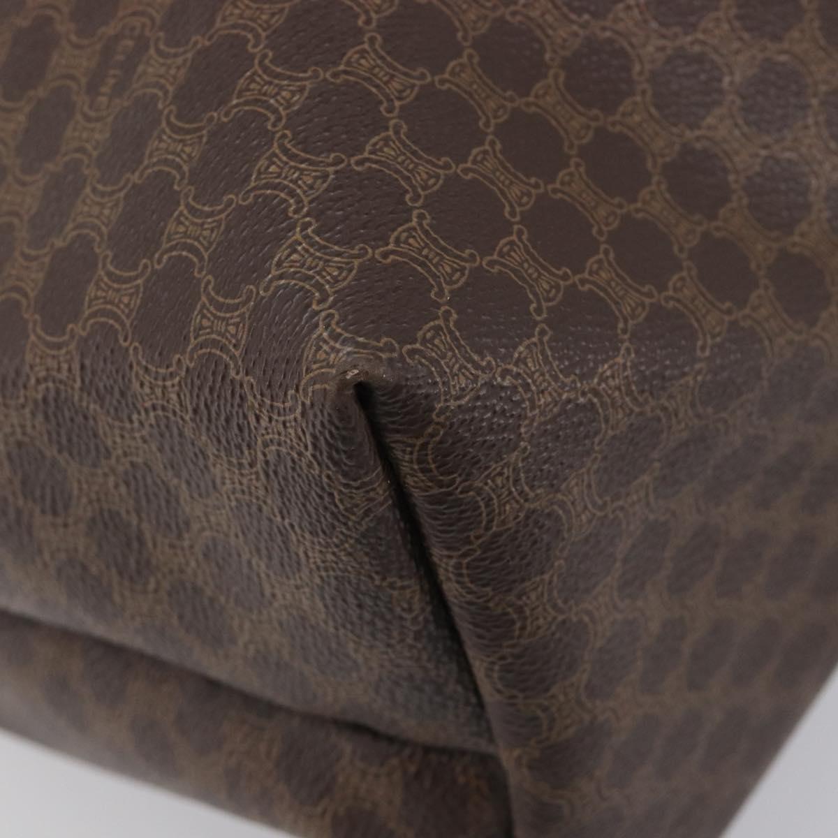 CELINE Macadam Canvas Tote Bag PVC Leather Brown Gold Auth 207464