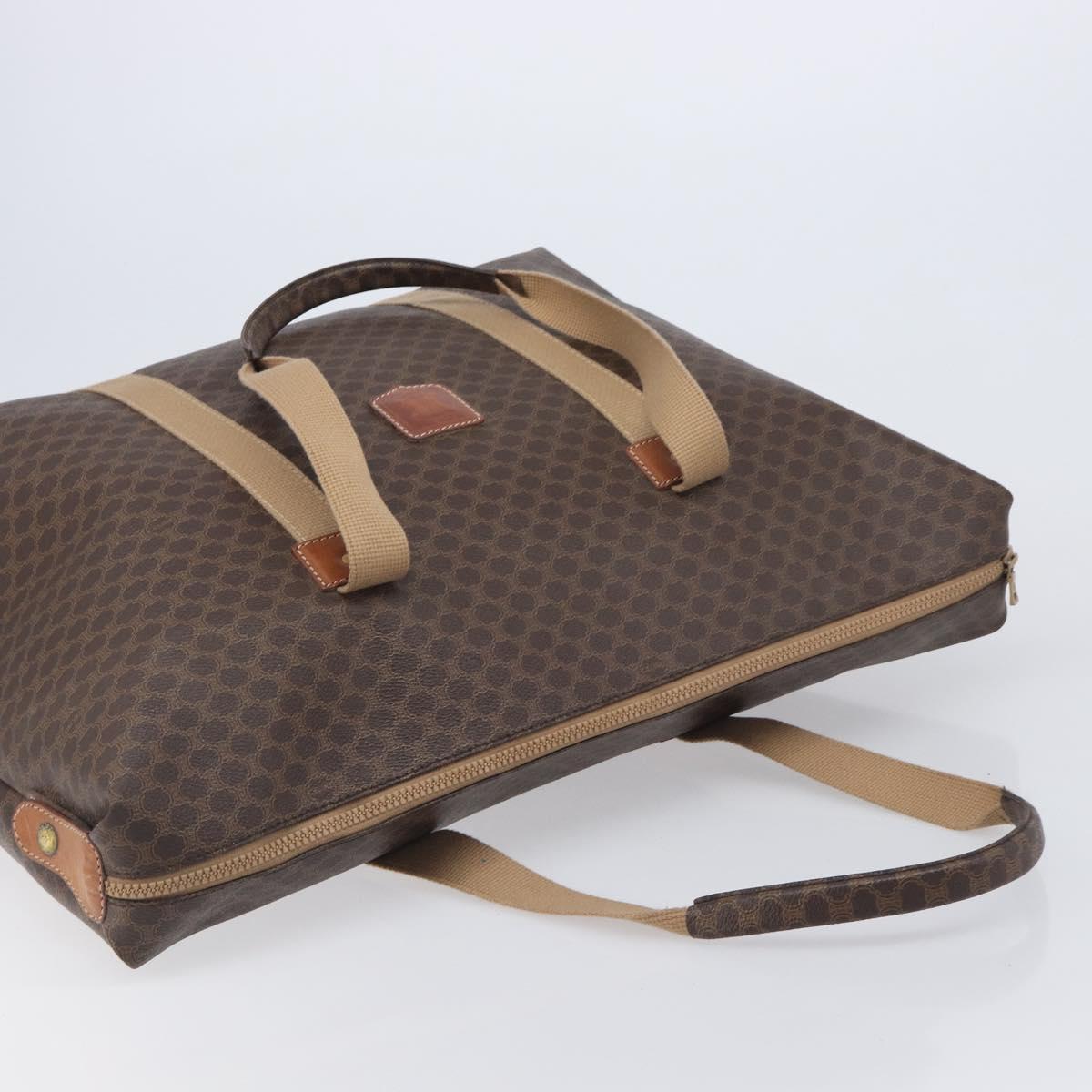 CELINE Macadam Canvas Tote Bag PVC Leather Brown Gold Auth 207464