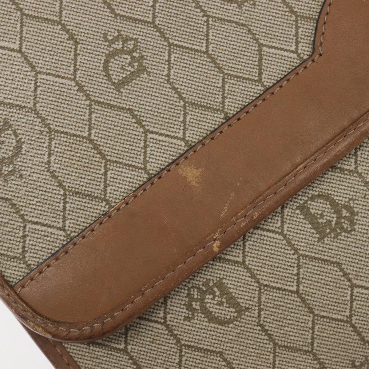 Christian Dior Honeycomb Canvas Chain Shoulder Bag PVC Beige Gold Auth 207466