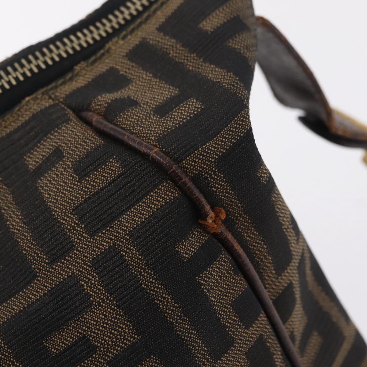 FENDI Zucca Canvas Vanity Hand Bag Black Brown Auth 207467