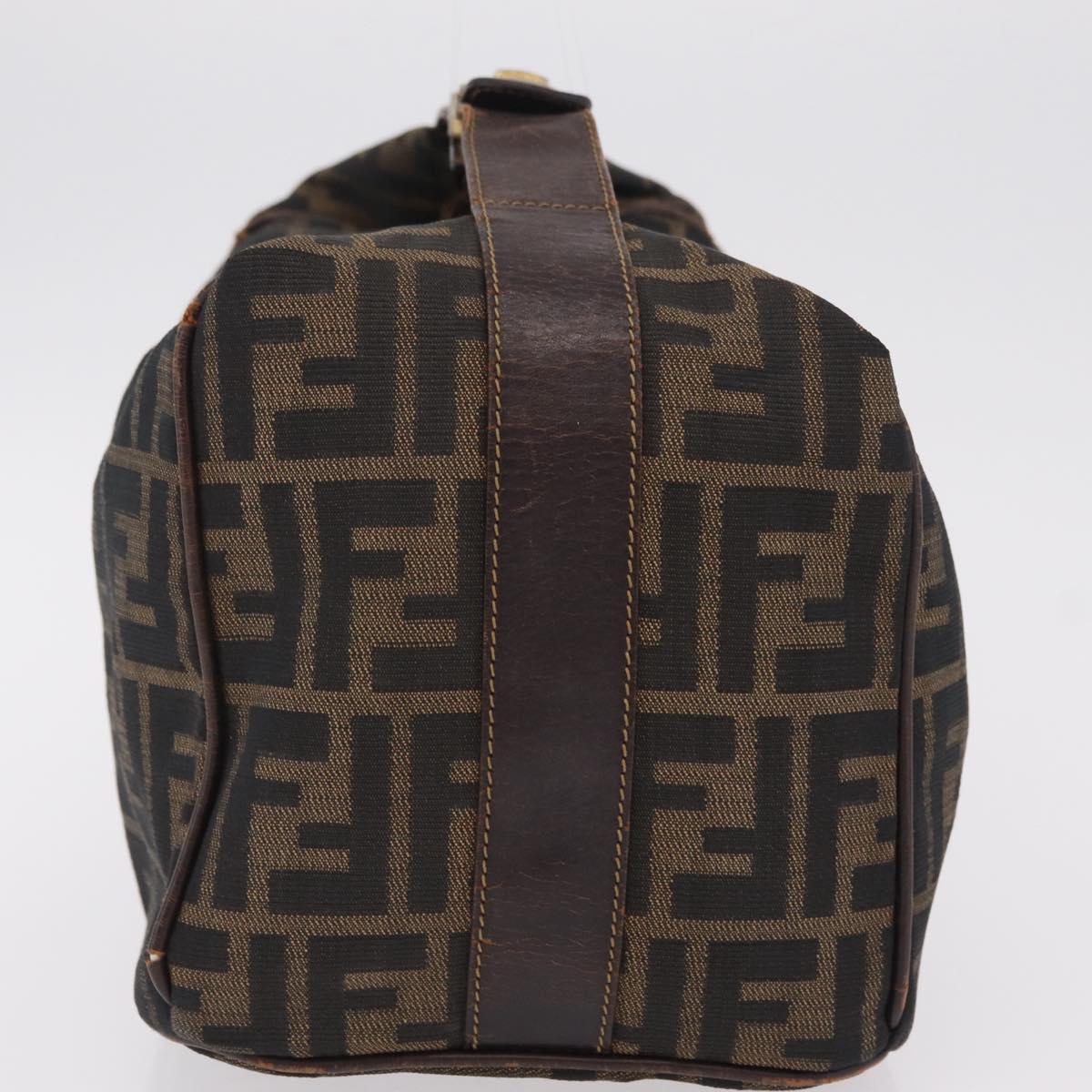 FENDI Zucca Canvas Vanity Hand Bag Black Brown Auth 207467