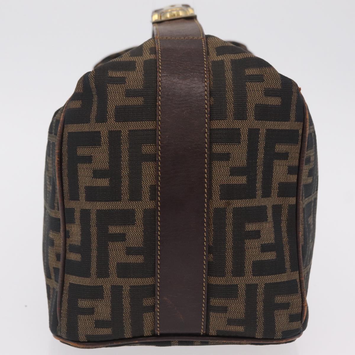 FENDI Zucca Canvas Vanity Hand Bag Black Brown Auth 207467
