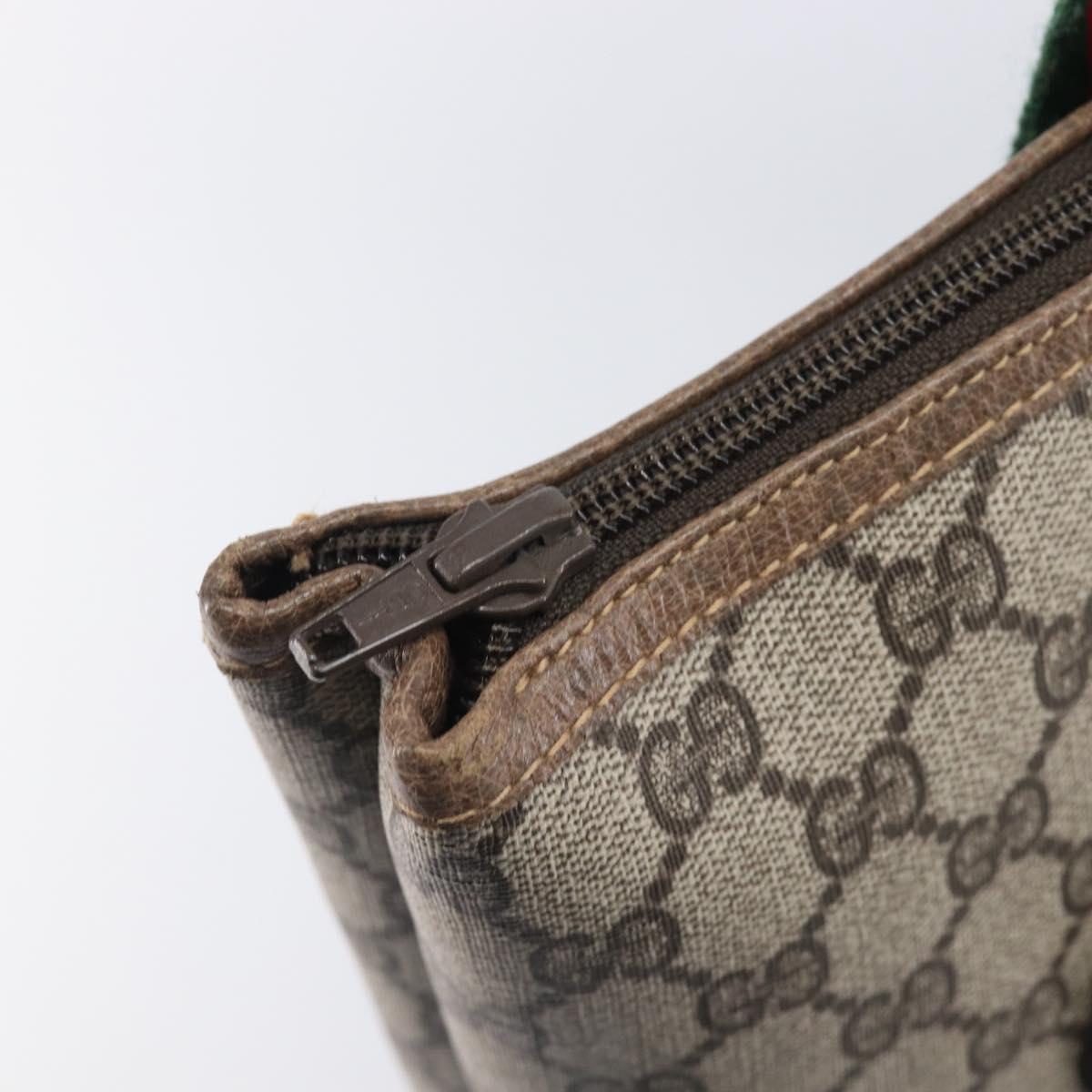 GUCCI GG Supreme Web Sherry Line Tote Bag Beige Auth 207473A