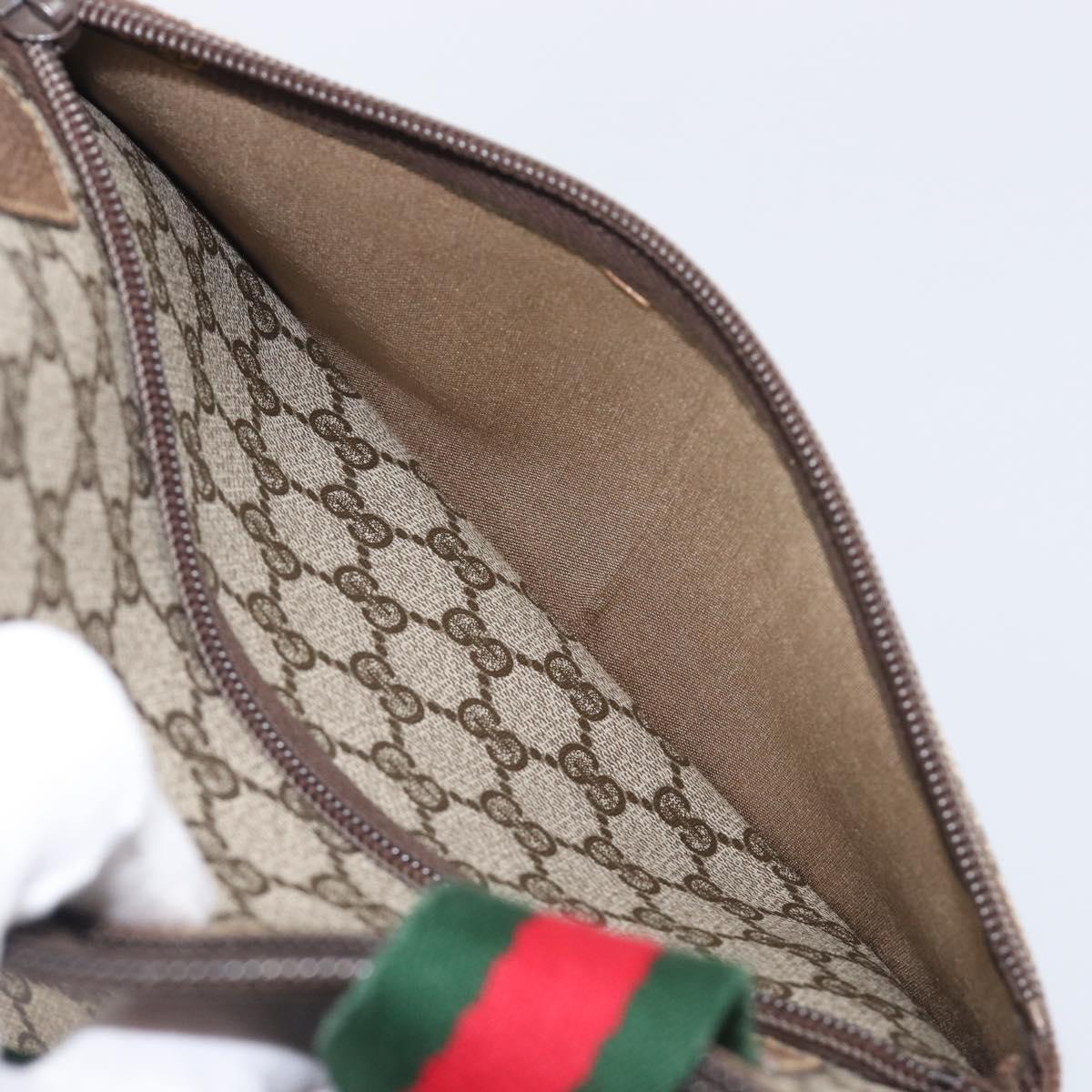GUCCI GG Supreme Web Sherry Line Tote Bag Beige Auth 207473A