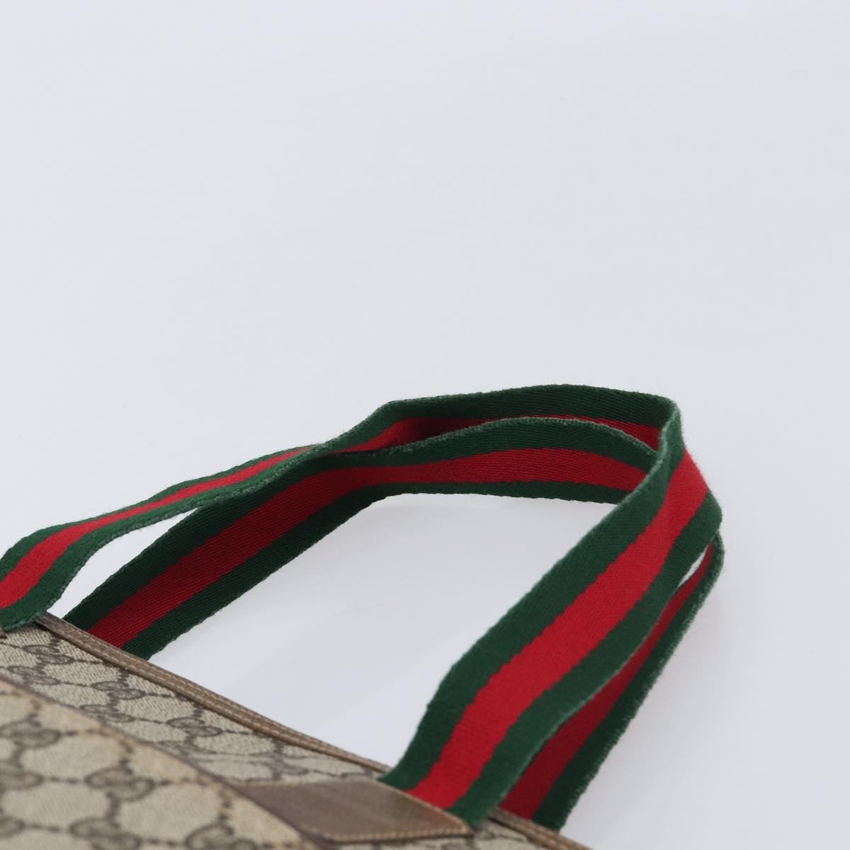 GUCCI GG Supreme Web Sherry Line Tote Bag Beige Auth 207473A