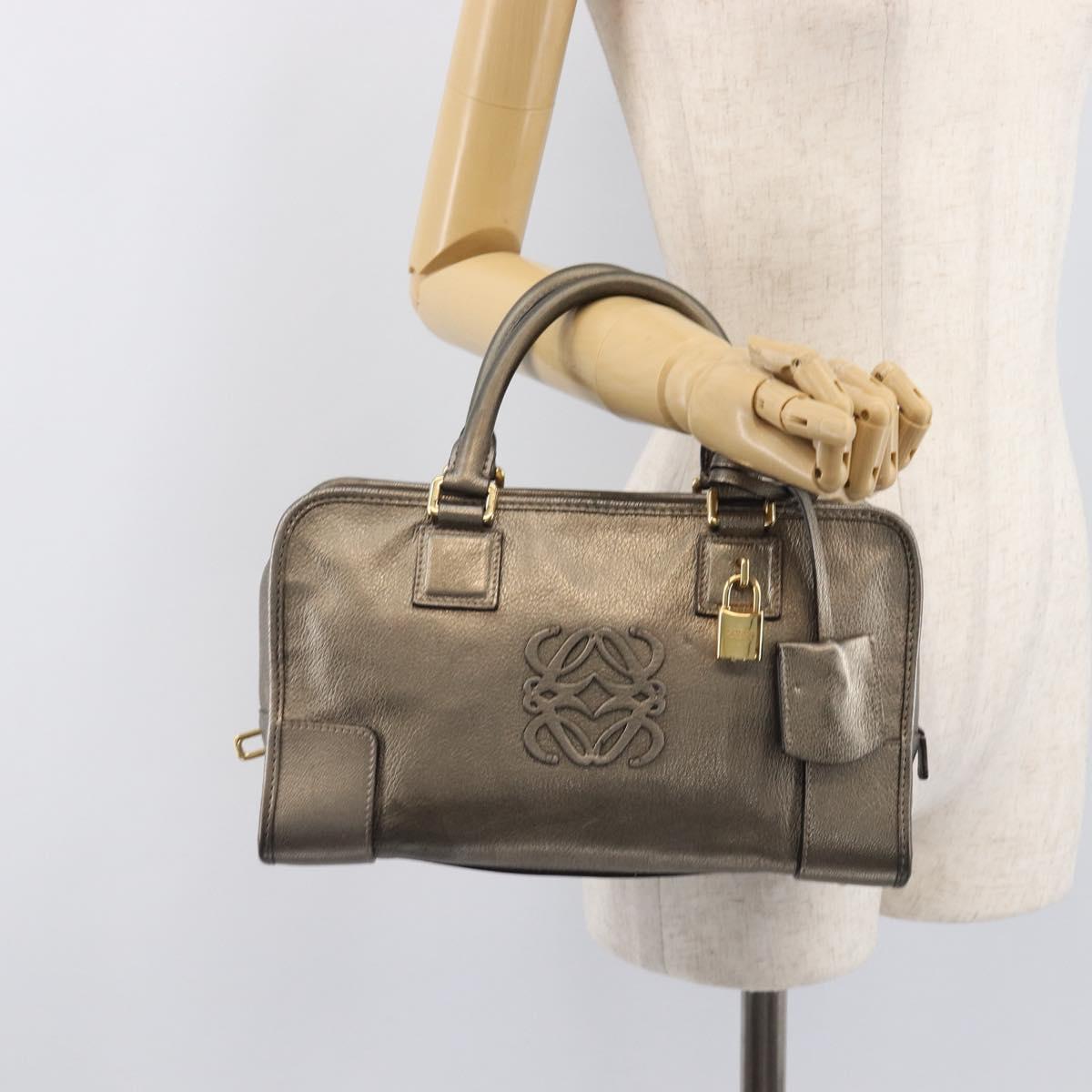 LOEWE Amazona 28 Hand Bag Leather Gold Auth 207475V