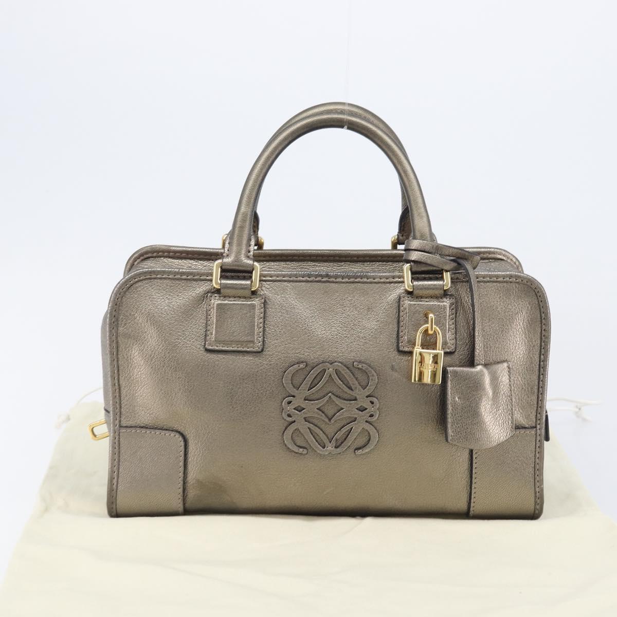 LOEWE Amazona 28 Hand Bag Leather Gold Auth 207475V