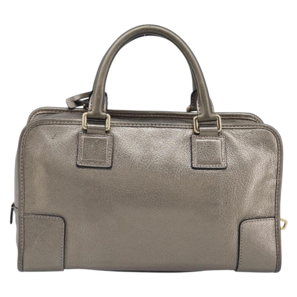 LOEWE Amazona 28 Hand Bag Leather Gold Auth 207475V