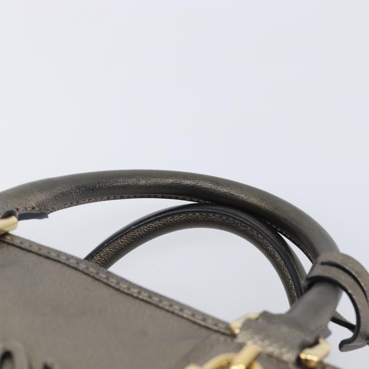 LOEWE Amazona 28 Hand Bag Leather Gold Auth 207475V