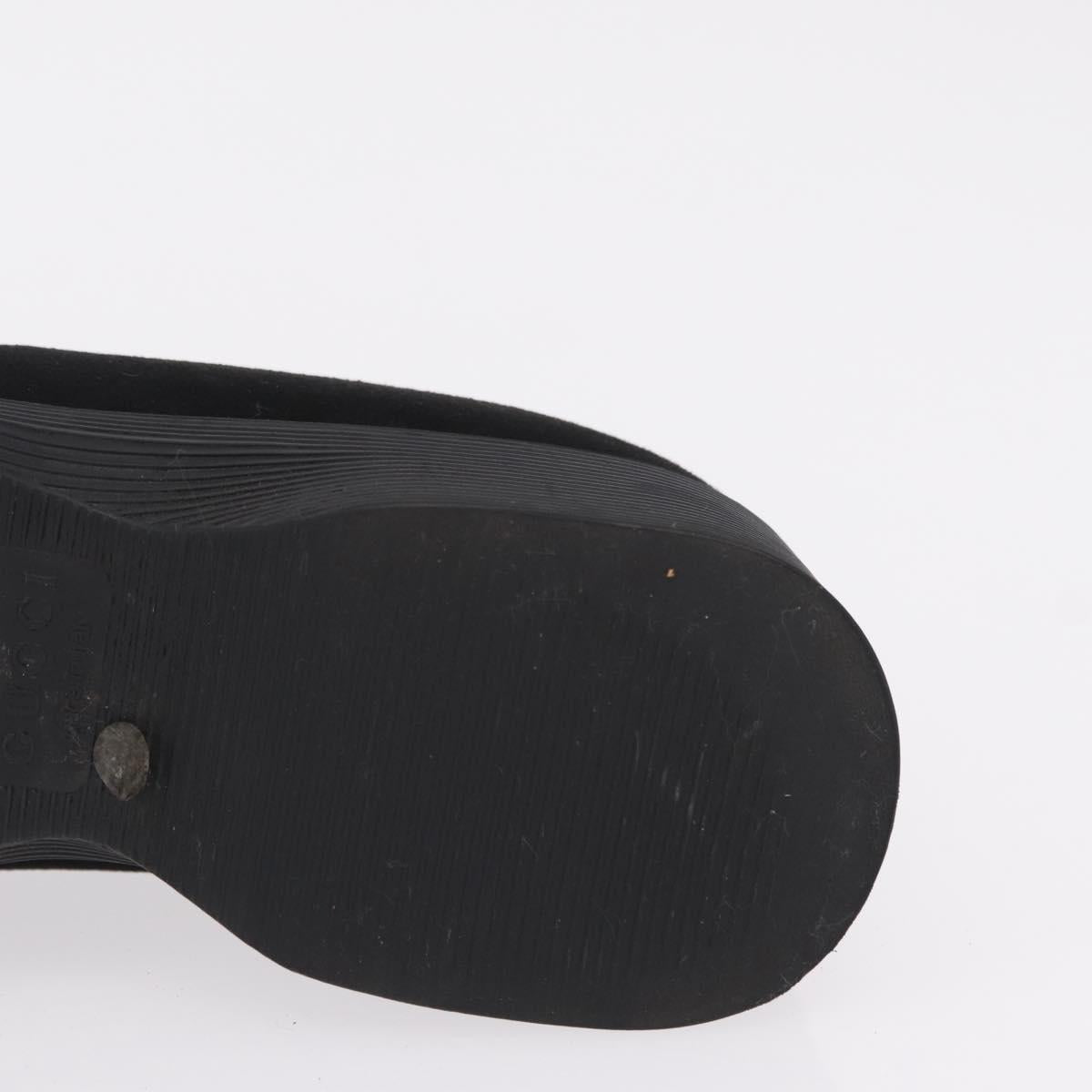 GUCCI Loafers Suede 25.5 cm Black Silver Auth 207479V