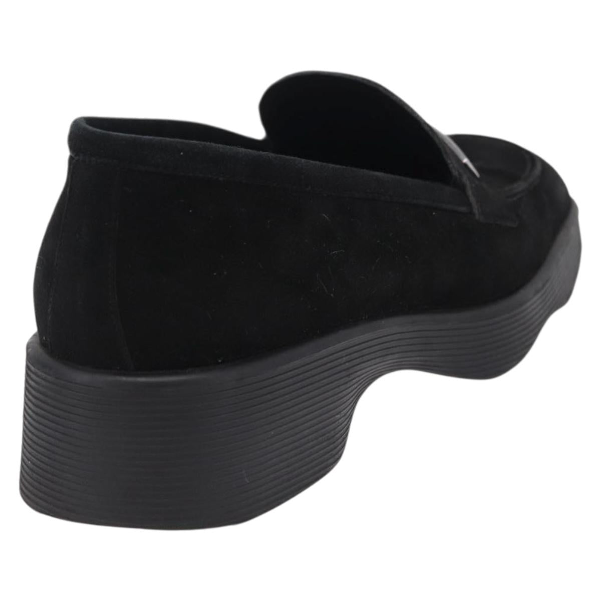 GUCCI Loafers Suede 25.5 cm Black Silver Auth 207479V