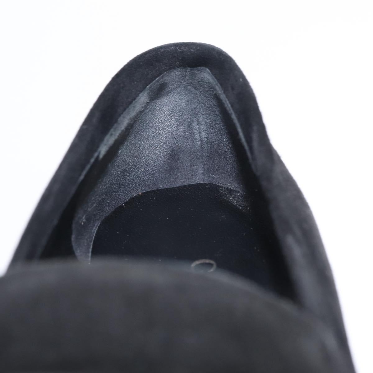 GUCCI Loafers Suede 25.5 cm Black Silver Auth 207479V