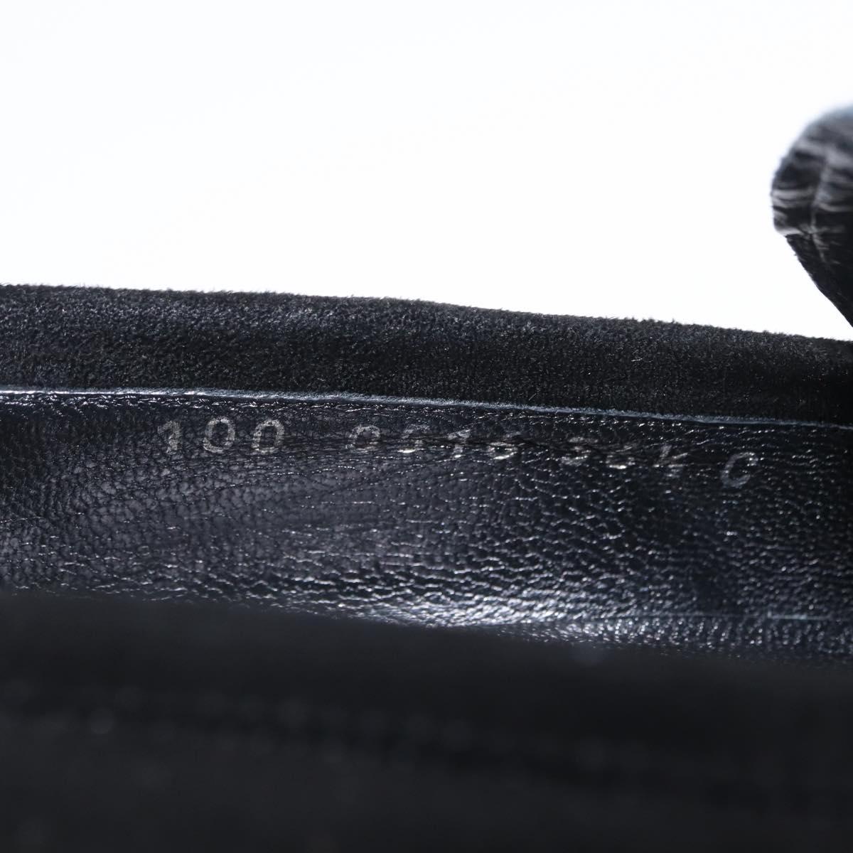 GUCCI Loafers Suede 25.5 cm Black Silver Auth 207479V