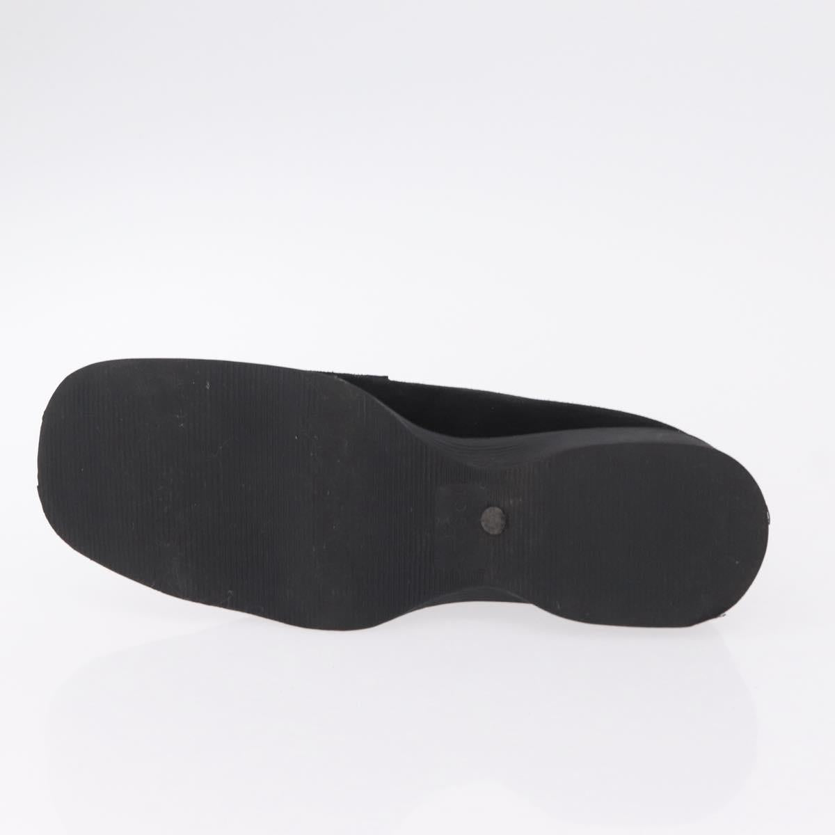 GUCCI Loafers Suede 25.5 cm Black Silver Auth 207479V
