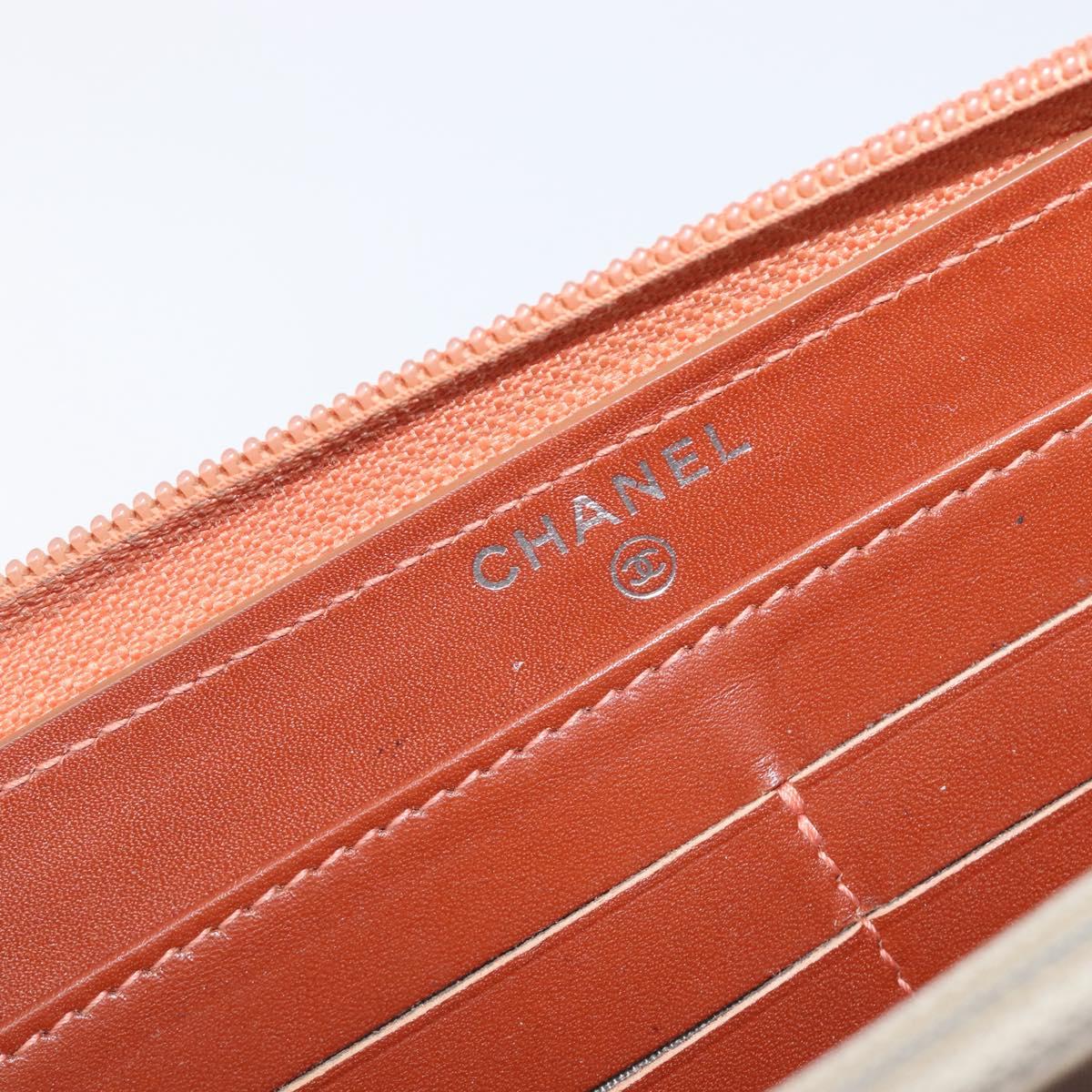 CHANEL Wallet Caviar Skin Orange Silver CC Auth 207480