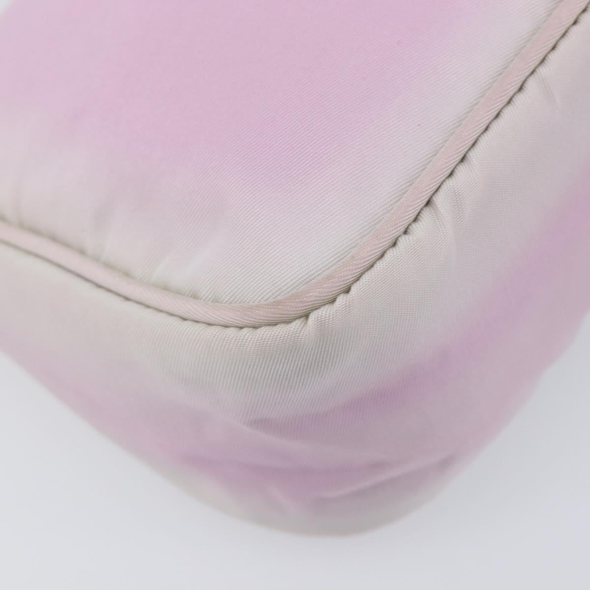 PRADA Accessory Pouch Nylon Pink Silver Auth 207483