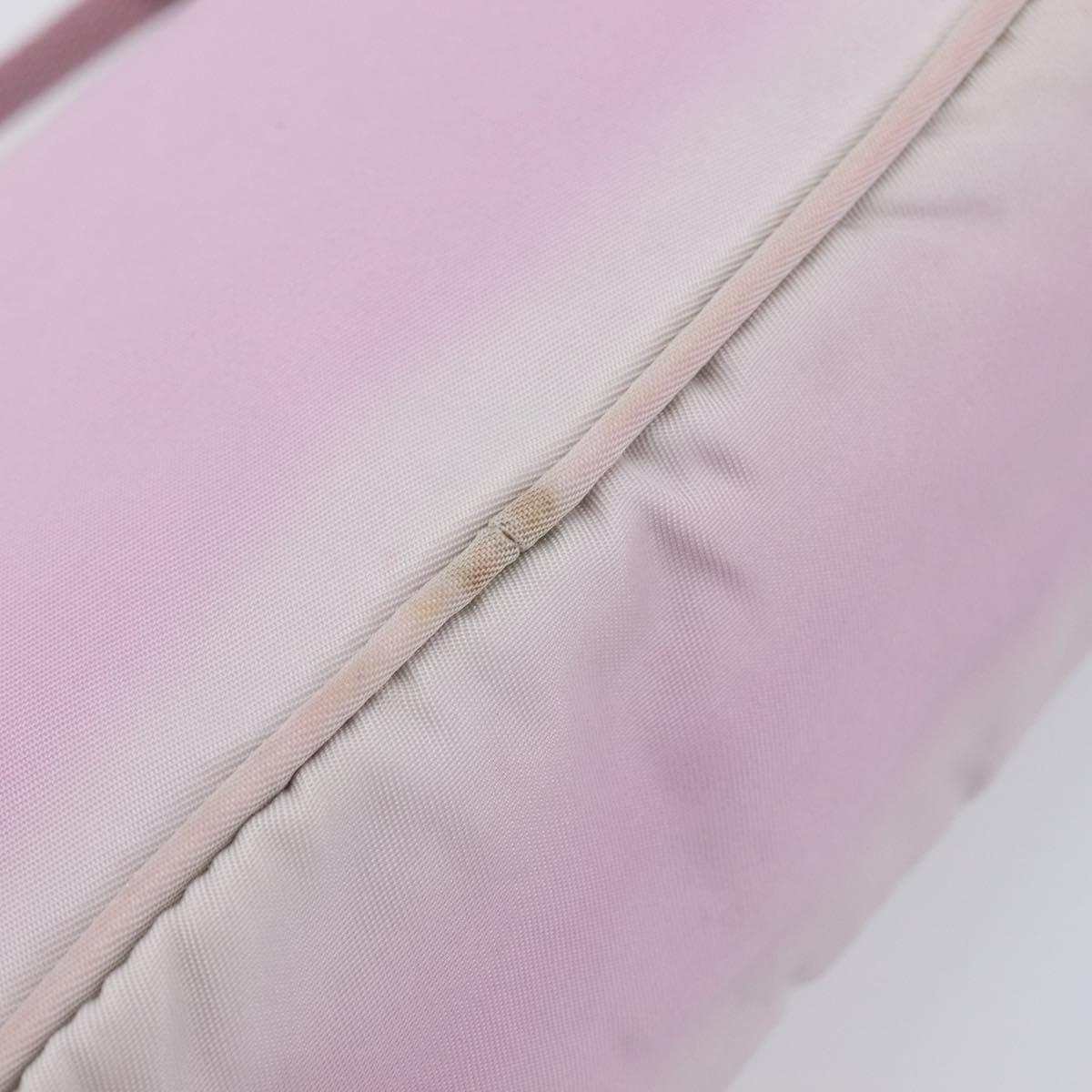 PRADA Accessory Pouch Nylon Pink Silver Auth 207483