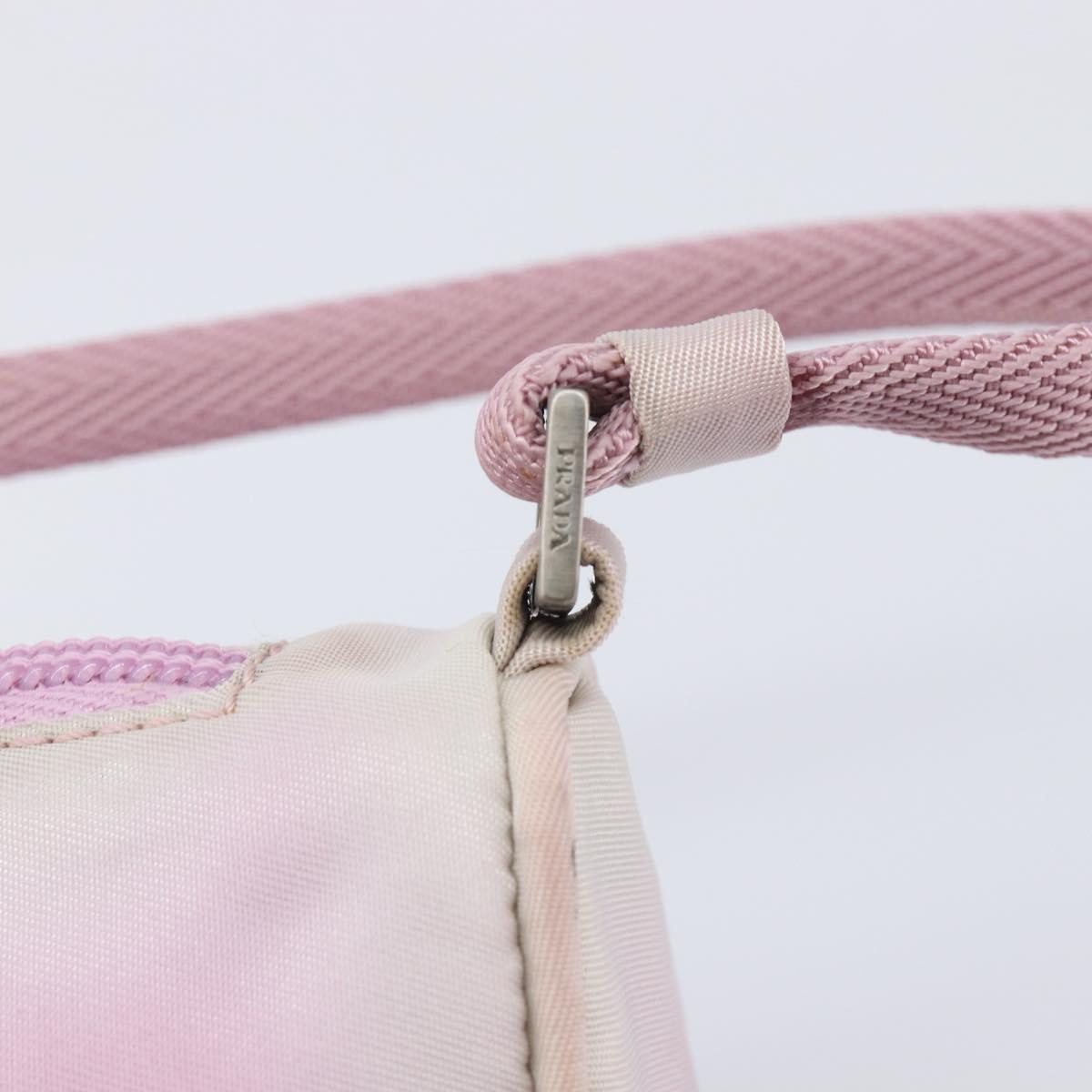PRADA Accessory Pouch Nylon Pink Silver Auth 207483