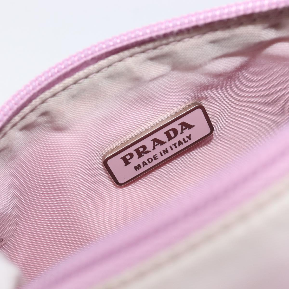 PRADA Accessory Pouch Nylon Pink Silver Auth 207483