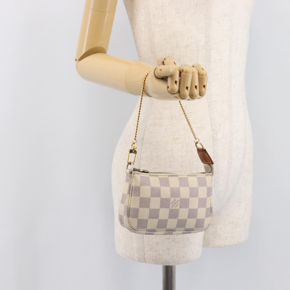 LOUIS VUITTON Damier Azur Mini Pochette Accessoires Pouch N63005 LV Auth 207484