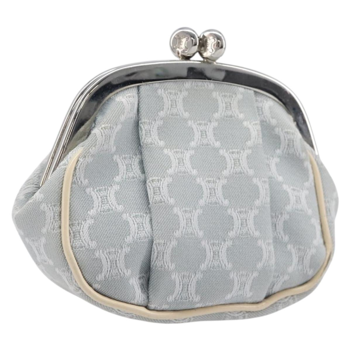 CELINE Macadam Canvas Coin Purse Gray Silver Auth 207489A