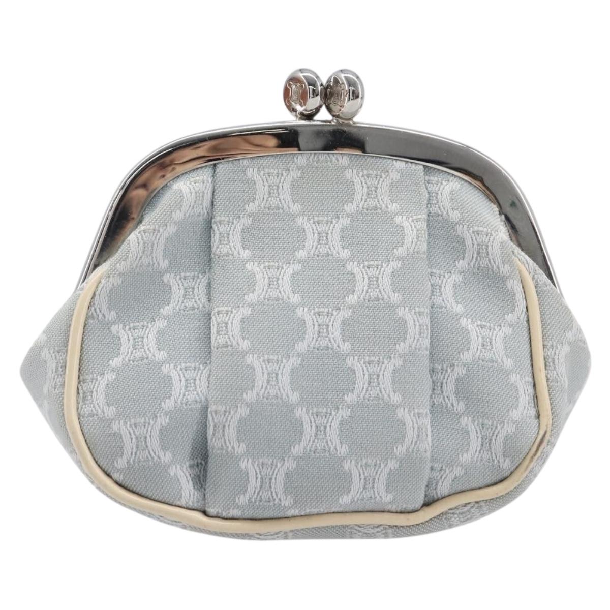 CELINE Macadam Canvas Coin Purse Gray Silver Auth 207489A