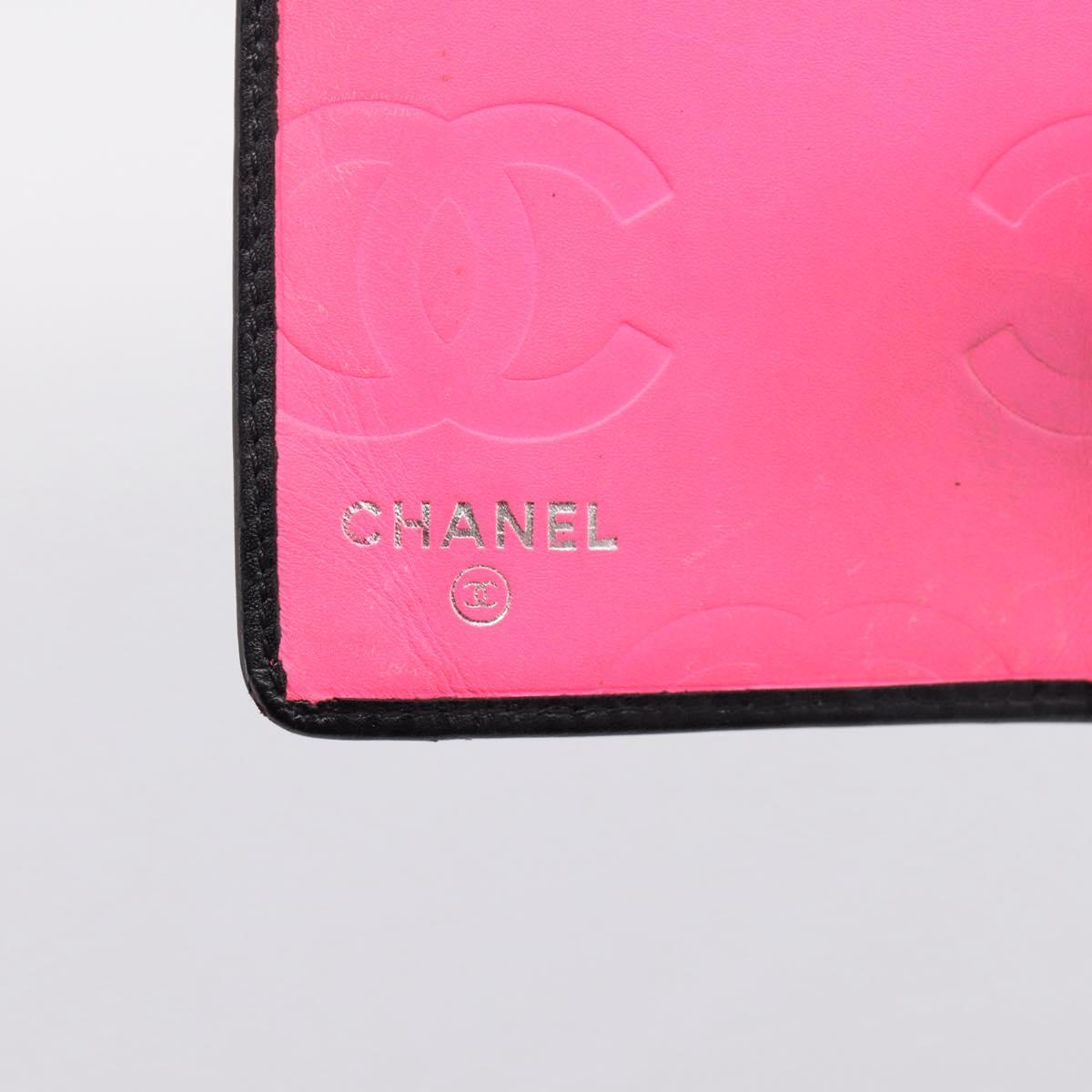 CHANEL Matelasse Cambon Line Long Wallet Lamb Skin Black CC Auth 207495