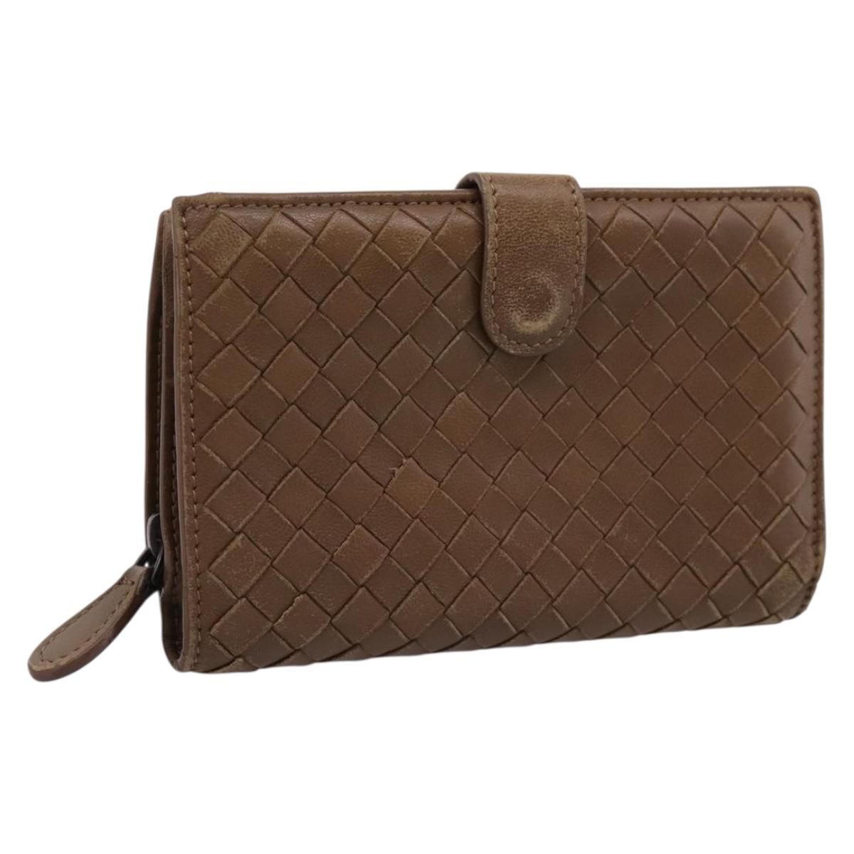 Bottega Veneta INTRECCIATO Long Wallet Leather Brown Auth 207497