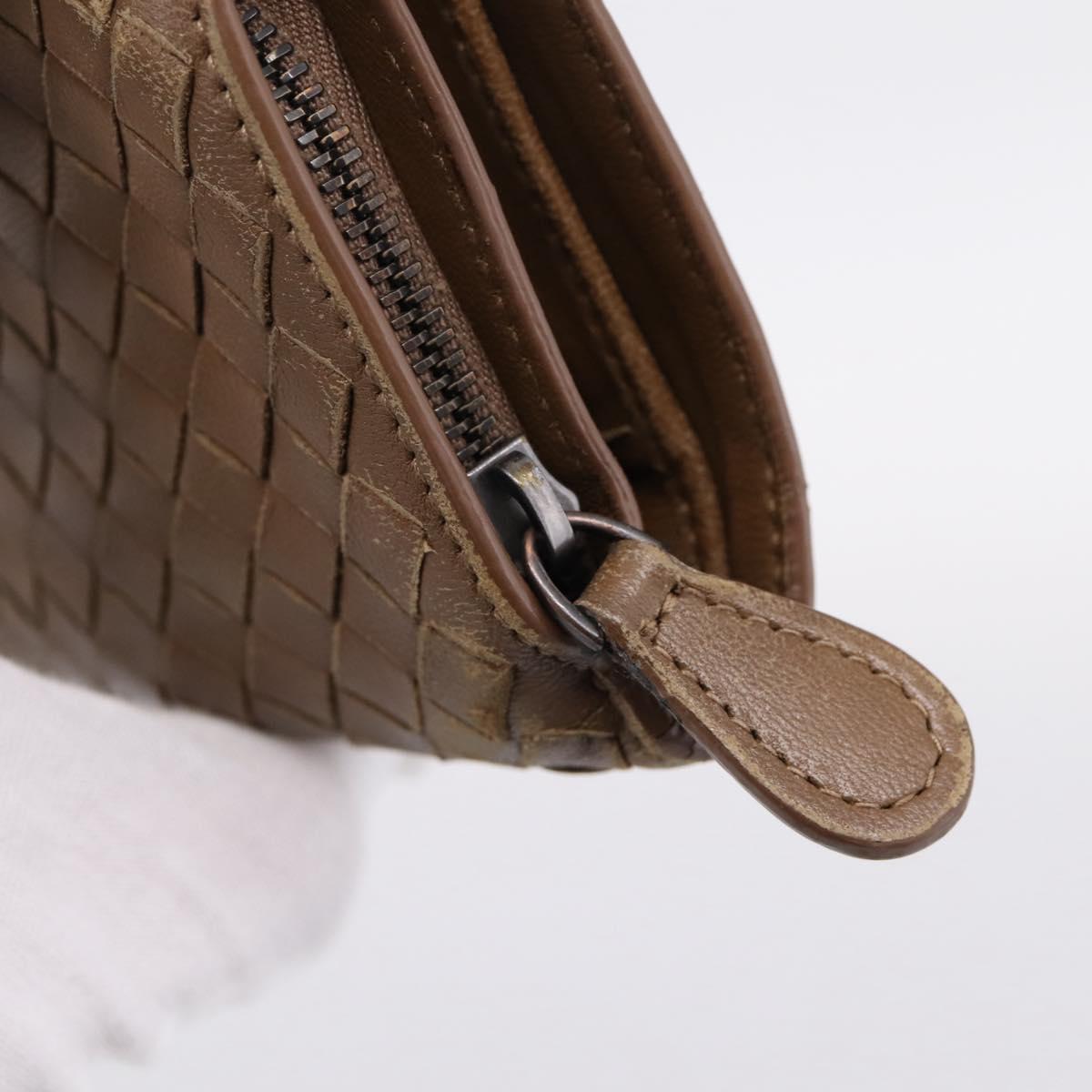 Bottega Veneta INTRECCIATO Long Wallet Leather Brown Auth 207497
