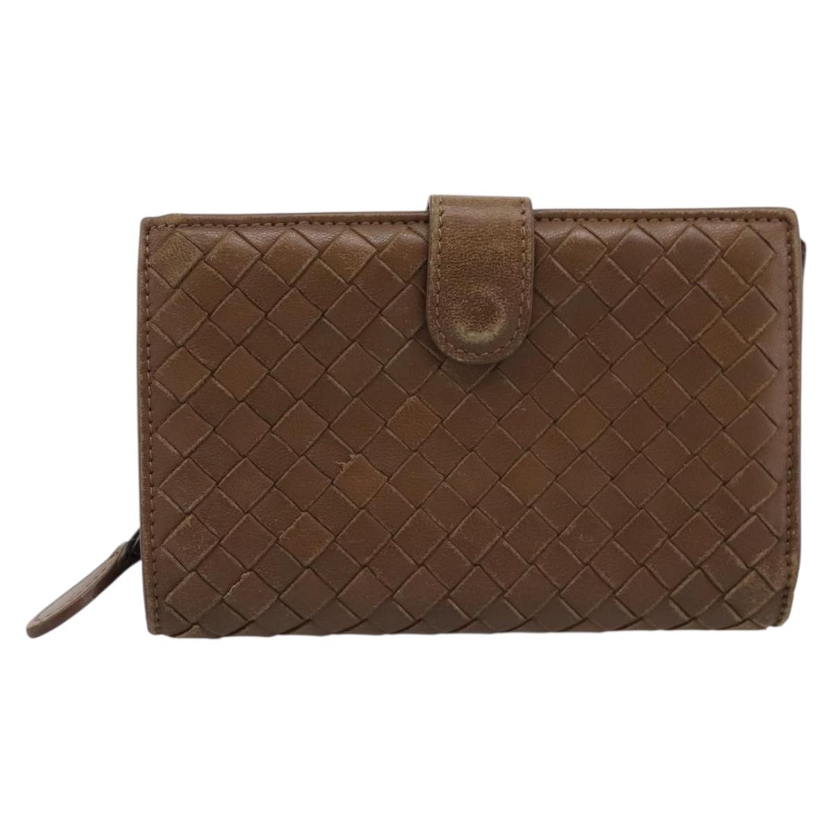 Bottega Veneta INTRECCIATO Long Wallet Leather Brown Auth 207497