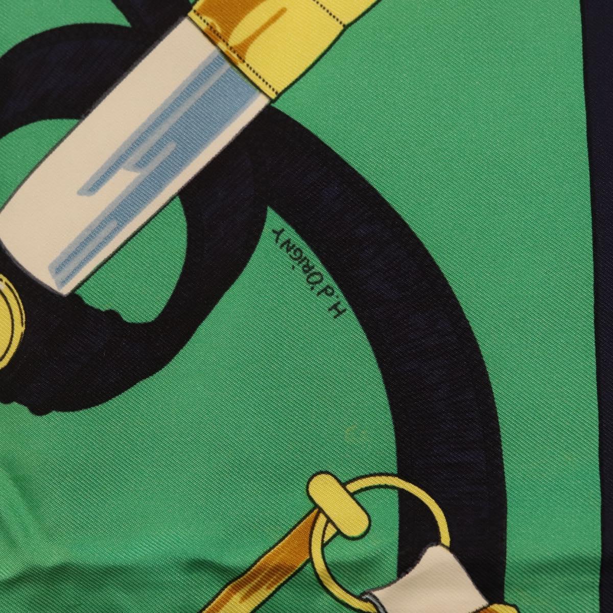 HERMES Carre 90 Scarf ""Eperon d Or"" Silk Navy Auth 207503