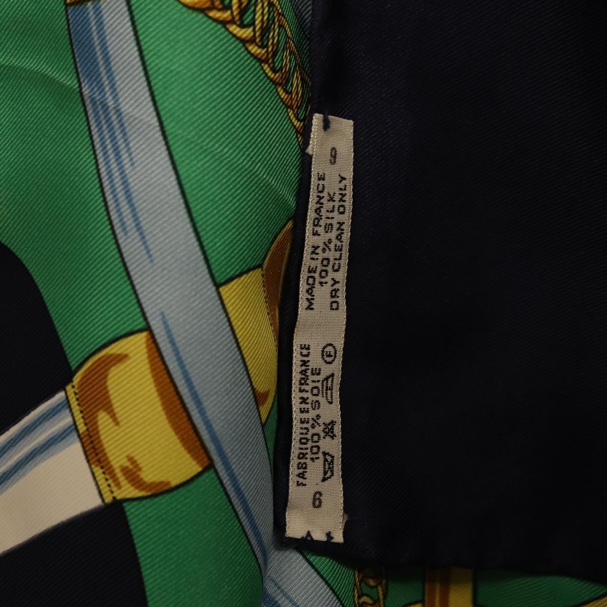 HERMES Carre 90 Scarf ""Eperon d Or"" Silk Navy Auth 207503