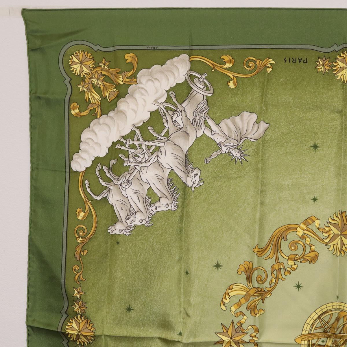 HERMES Carre 90 Scarf ""COSMOS"" Silk Green Auth 207511