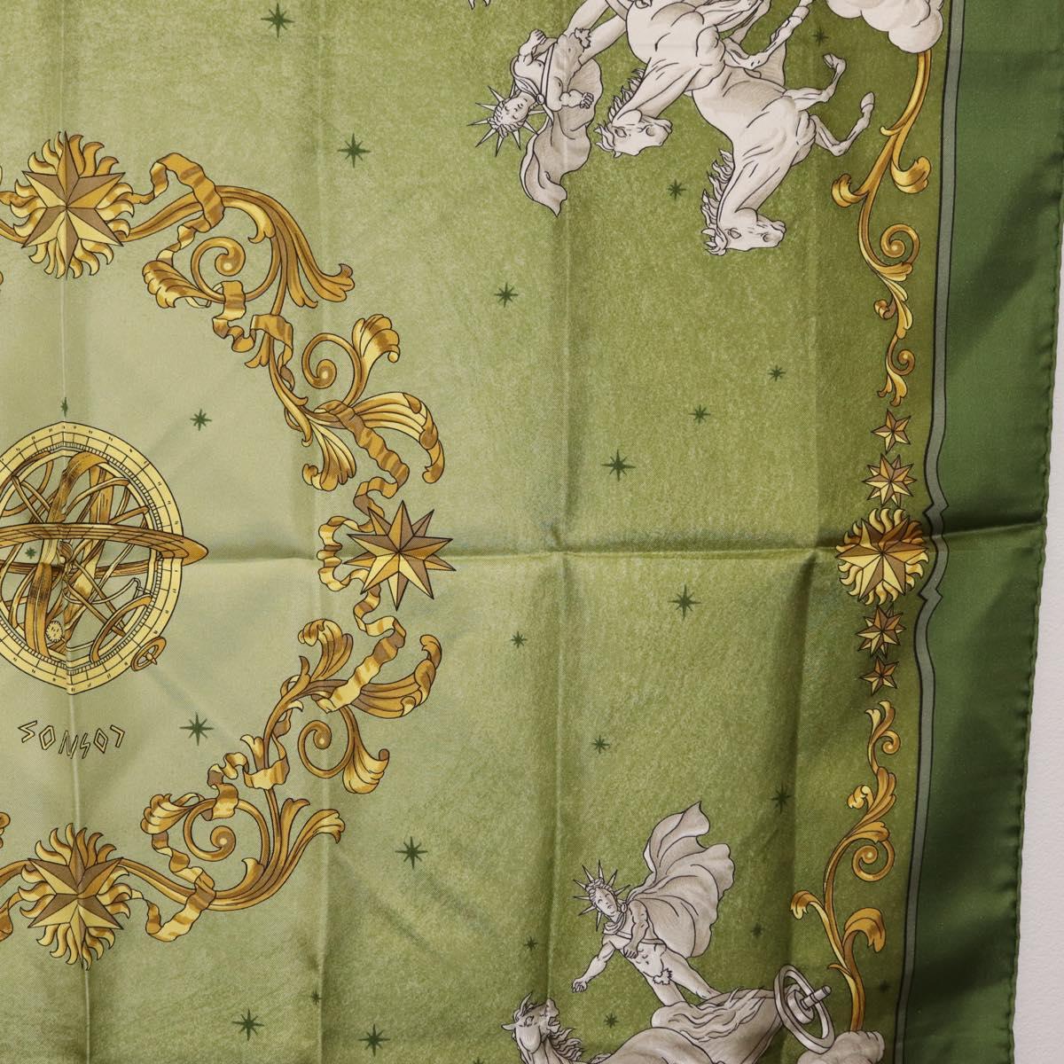 HERMES Carre 90 Scarf ""COSMOS"" Silk Green Auth 207511
